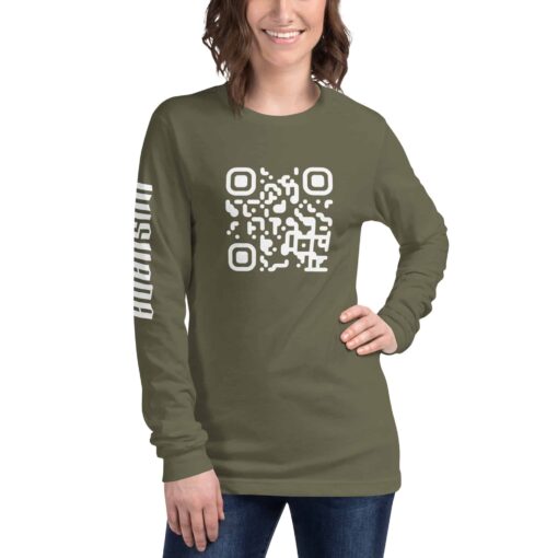 unisex long sleeve tee military green front 637e0f261718e