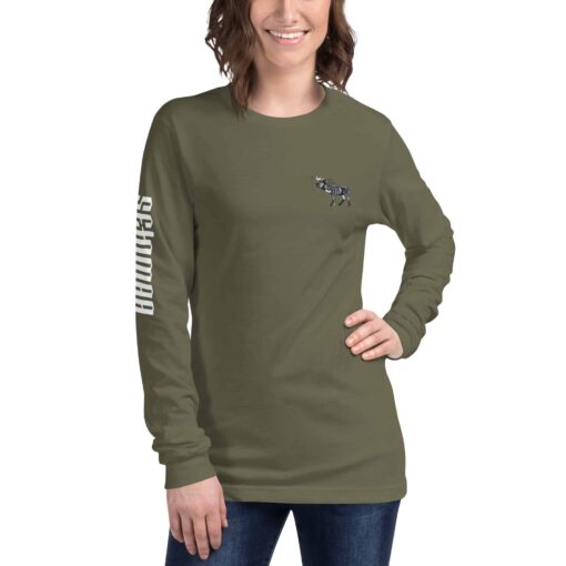 unisex long sleeve tee military green front 637e0f8900f52