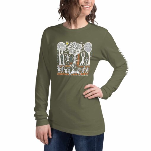 unisex long sleeve tee military green left front 6378c3a8c4890