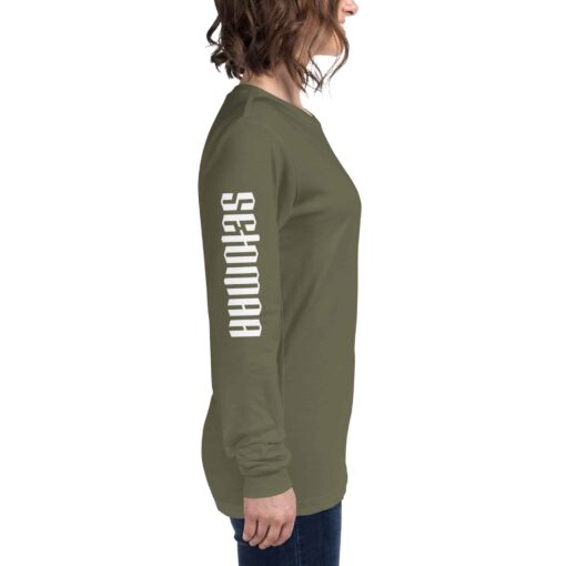 unisex long sleeve tee military green right 637e0fce33d76