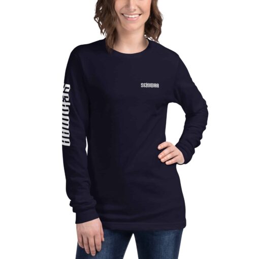 unisex long sleeve tee navy front 637e0fce320f1