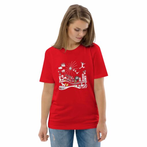 unisex organic cotton t shirt red front 2 637d0f2ce597d