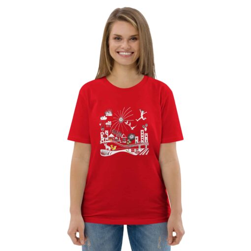 unisex organic cotton t shirt red front 637d0f2ce4cb7